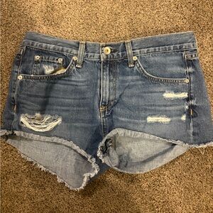 rag & bone Blue Distressed Jean Shorts